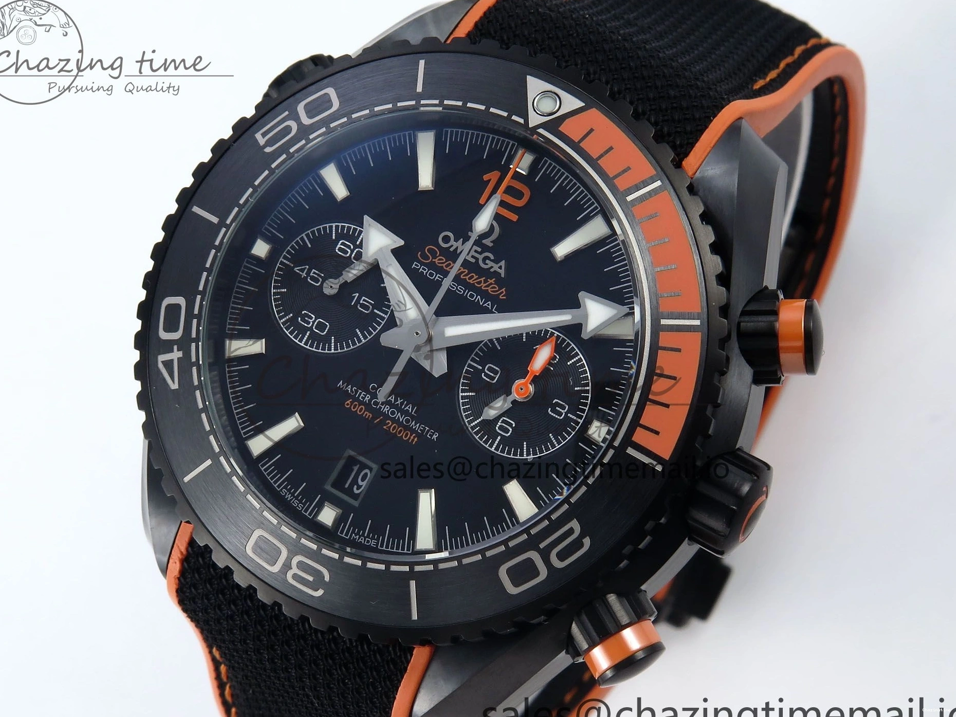 0210 Attractive Planet Ocean Master Chronometer 600M 45.5mm SCF 1:1 Best Edition Black Orange Bezel Black Dial on Black Rubber Strap A9900 Super Clone 7668
